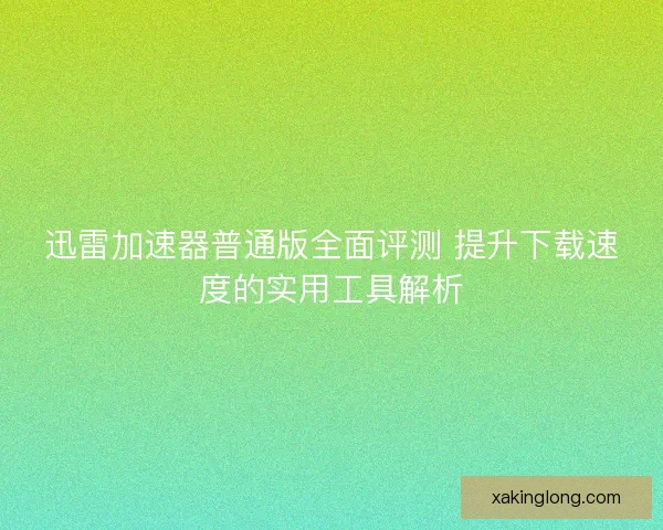 迅雷加速器普通版全面评测 提升下载速度的实用工具解析